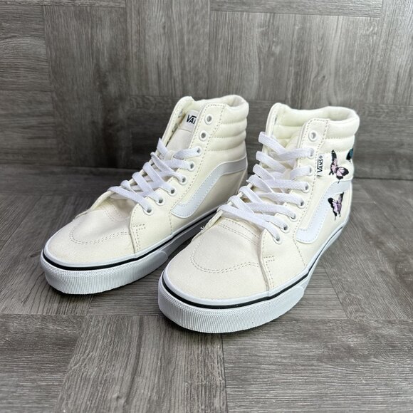 Vans Filmore High Women size 6.5 Ivory Butterfly Theme Skateboarding Shoes - Picture 3 of 8